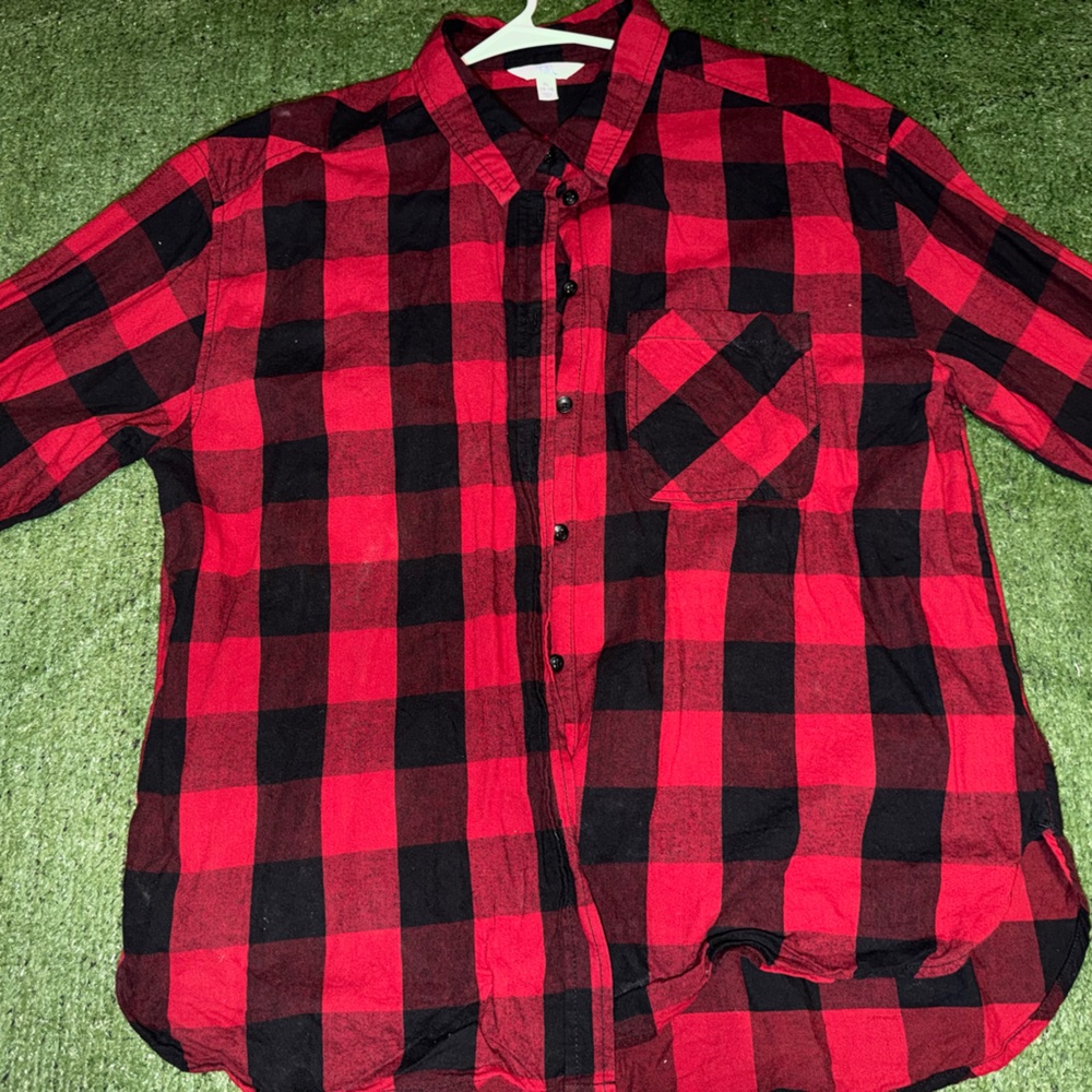 Red and Black Buffalo Plaid Button-Down Shirt